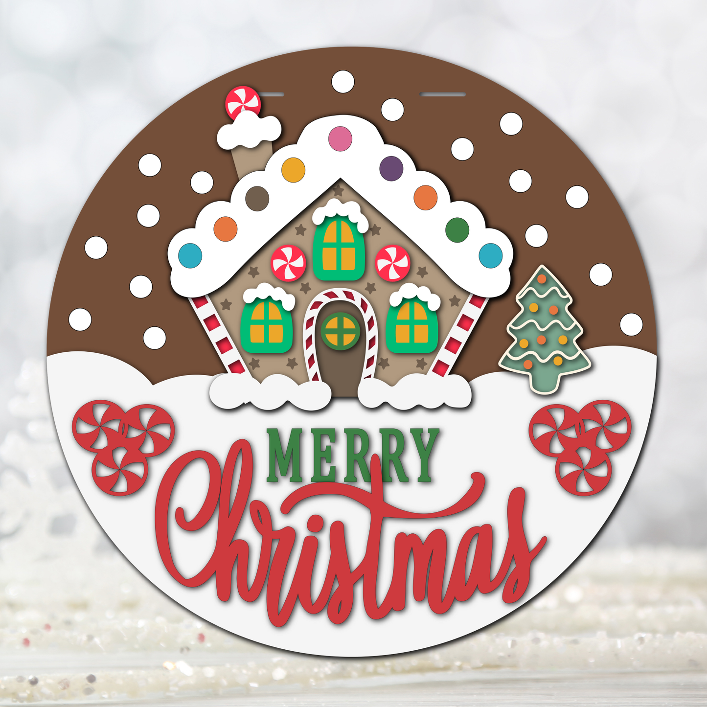 Merry Christmas Gingerbread House Door Hanger 16"