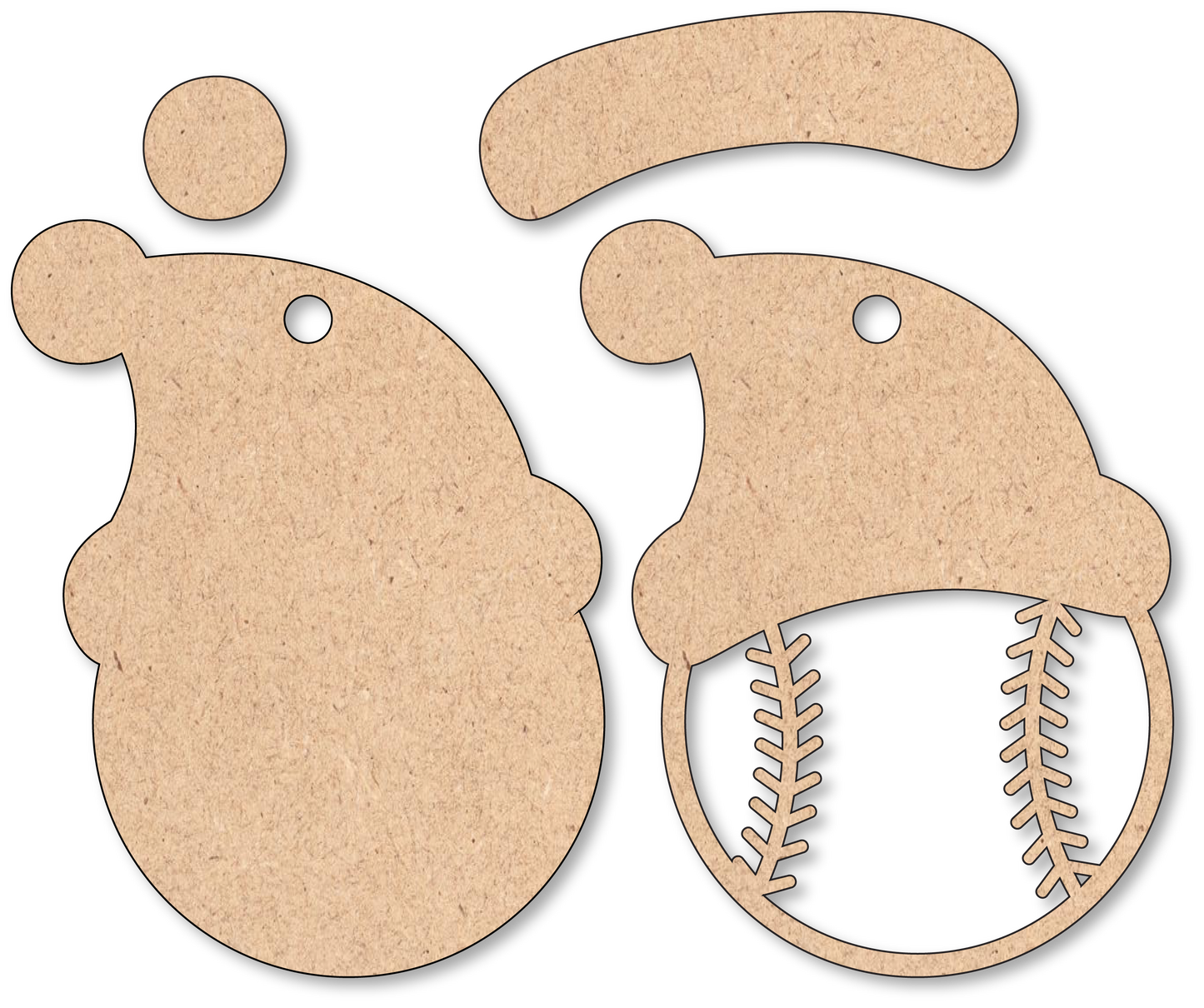 Baseball Santa Hat Unfinished Ornament Kit