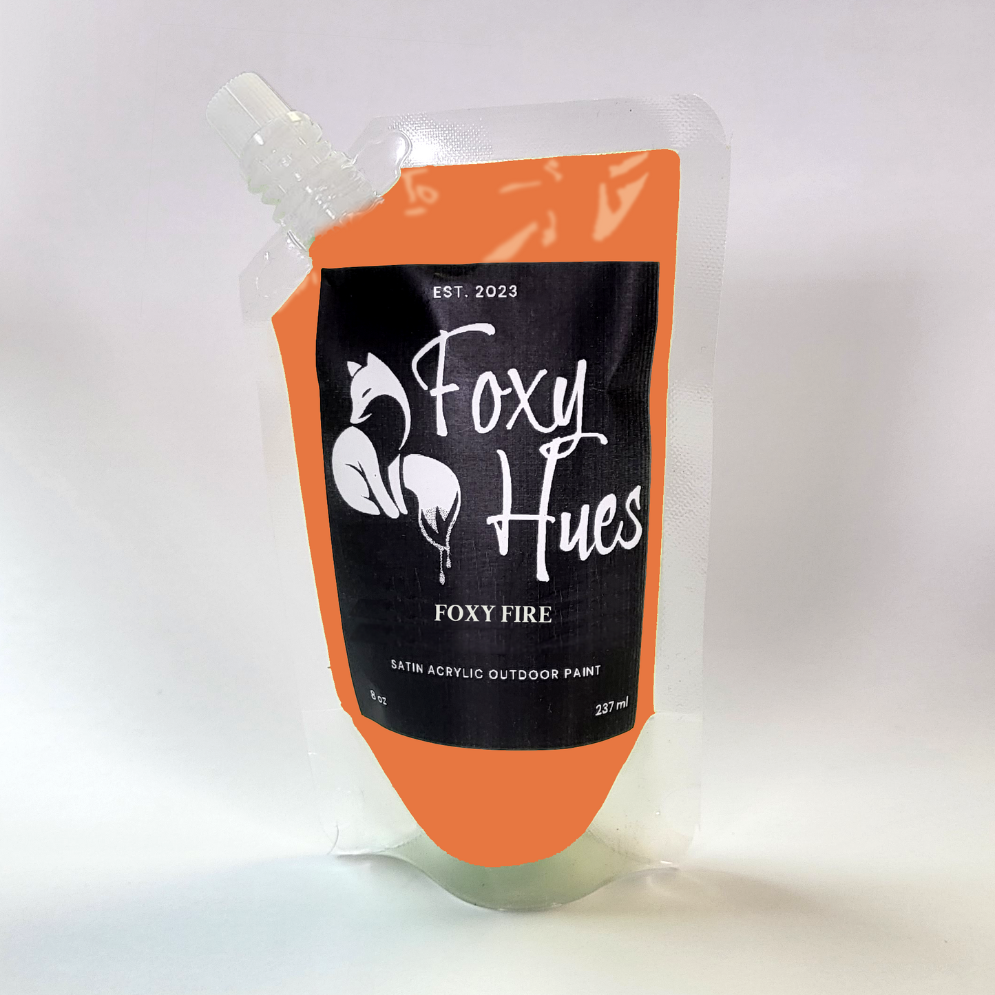 Foxy Hues acrylic outdoor paint pouch on a white background
