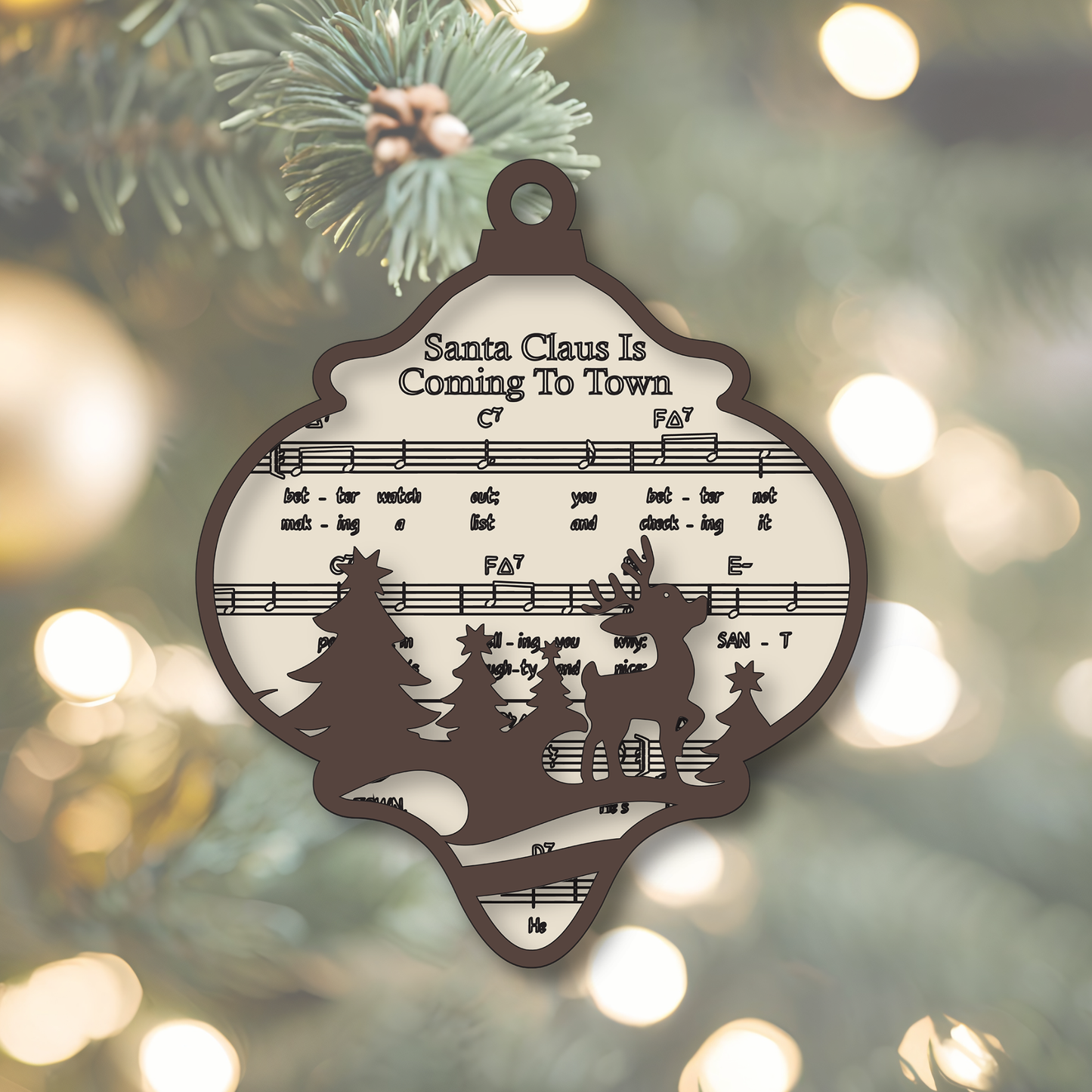 Santa Claus is Coming to Town Music Ornament
