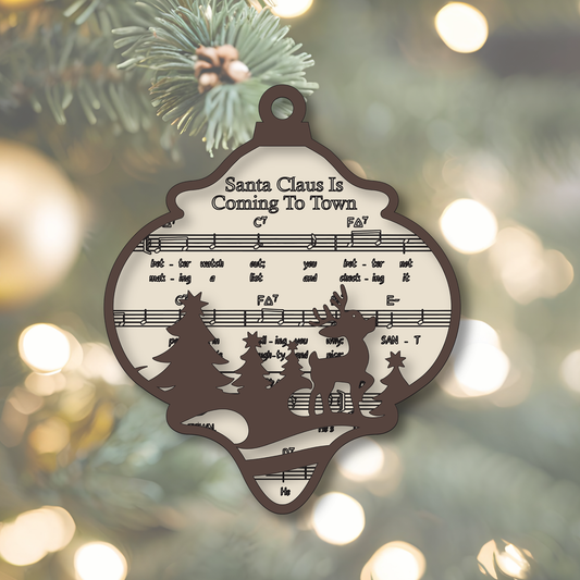 Santa Claus is Coming to Town Music Ornament