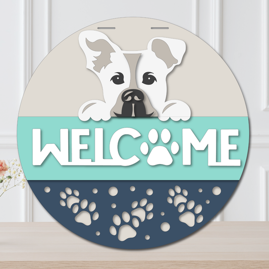 Welcome Dog Peek-a-Boo Door Hanger 16"