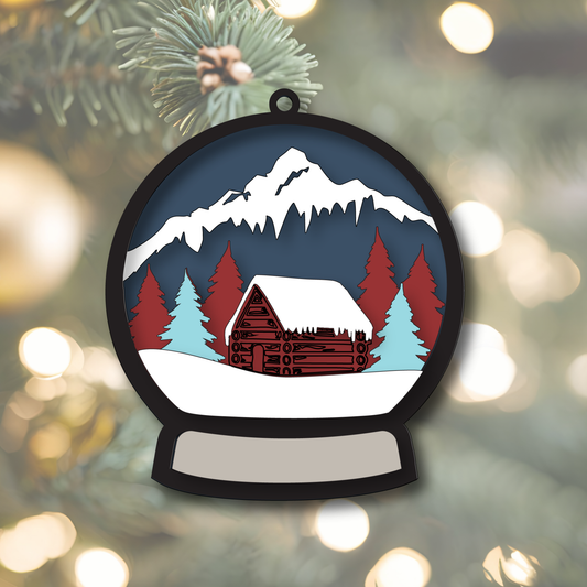 Snow Globe Village & Mountains Ornament