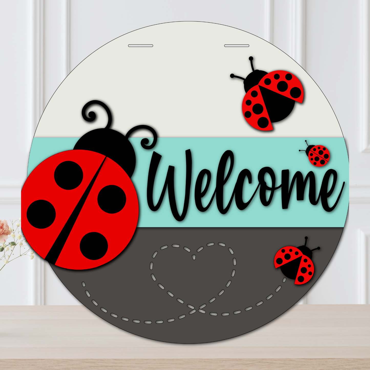 Ladybug Welcome Door Hanger 16"