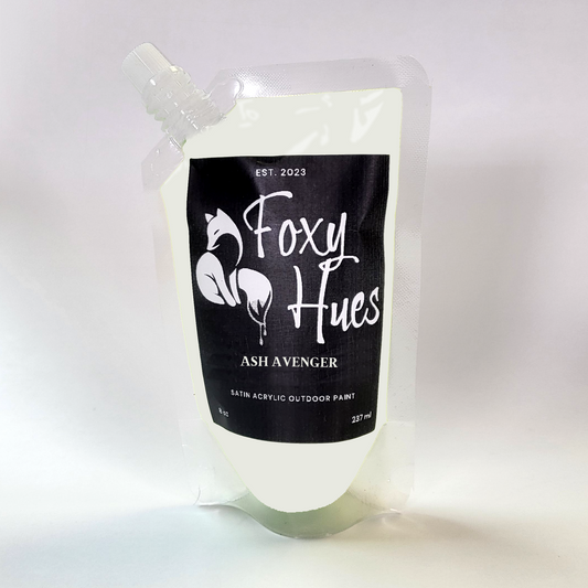 Foxy Hues paint pouch with a black label on a white background