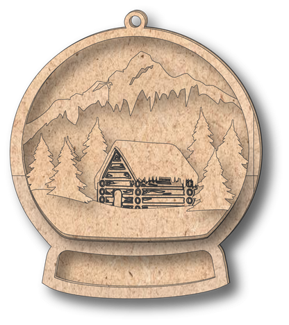Snowglobe Cabin Unfinished Ornament Kit