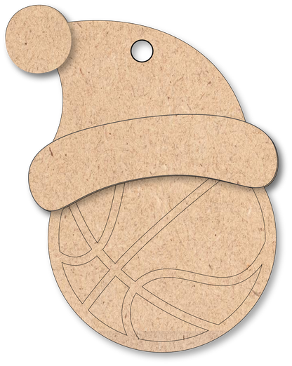 Basketball Santa Hat Unfinished Ornament Kit