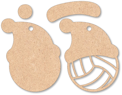 Volleyball Santa Hat Unfinished Ornament Kit