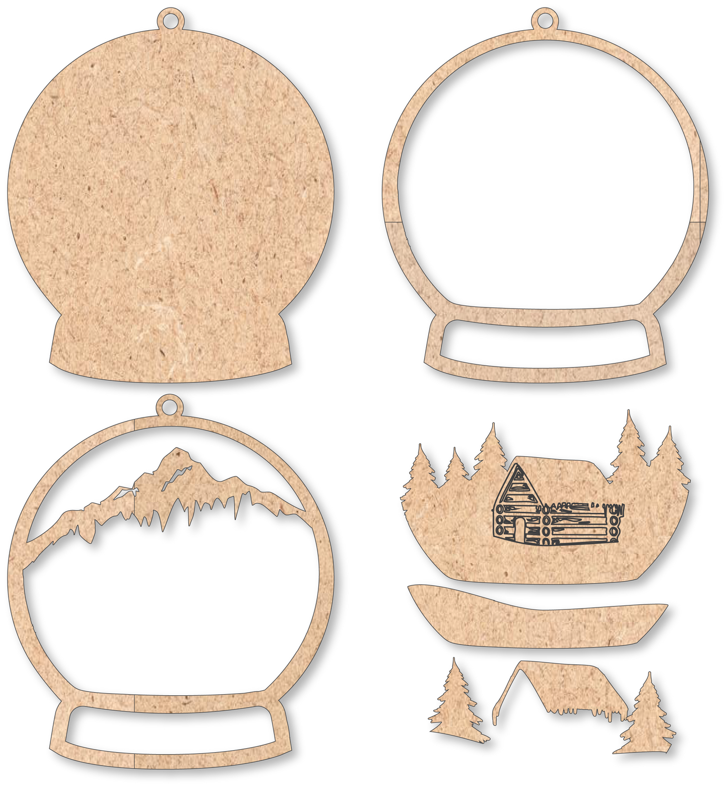 Snowglobe Cabin Unfinished Ornament Kit