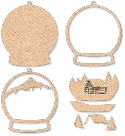 Snowglobe Cabin Unfinished Ornament Kit