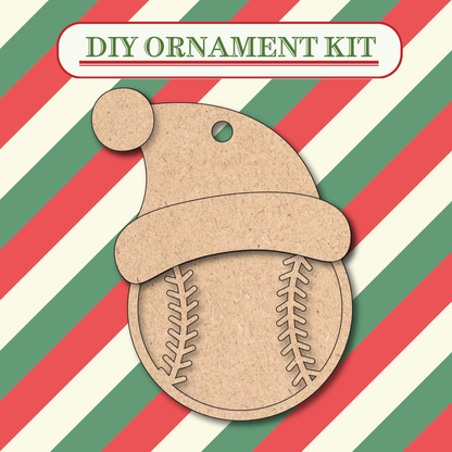 Baseball Santa Hat Unfinished Ornament Kit