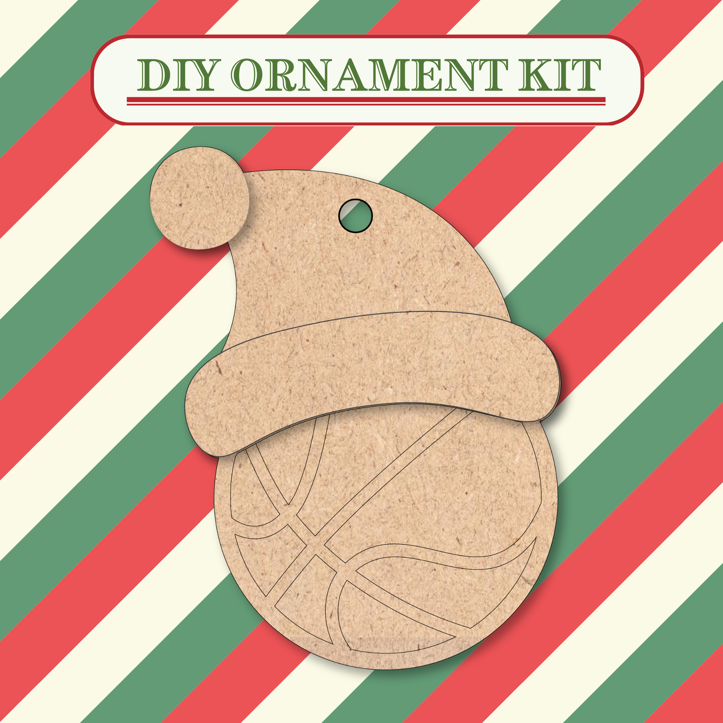 Basketball Santa Hat Unfinished Ornament Kit