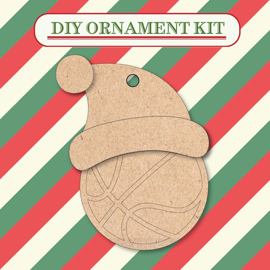 Basketball Santa Hat Unfinished Ornament Kit