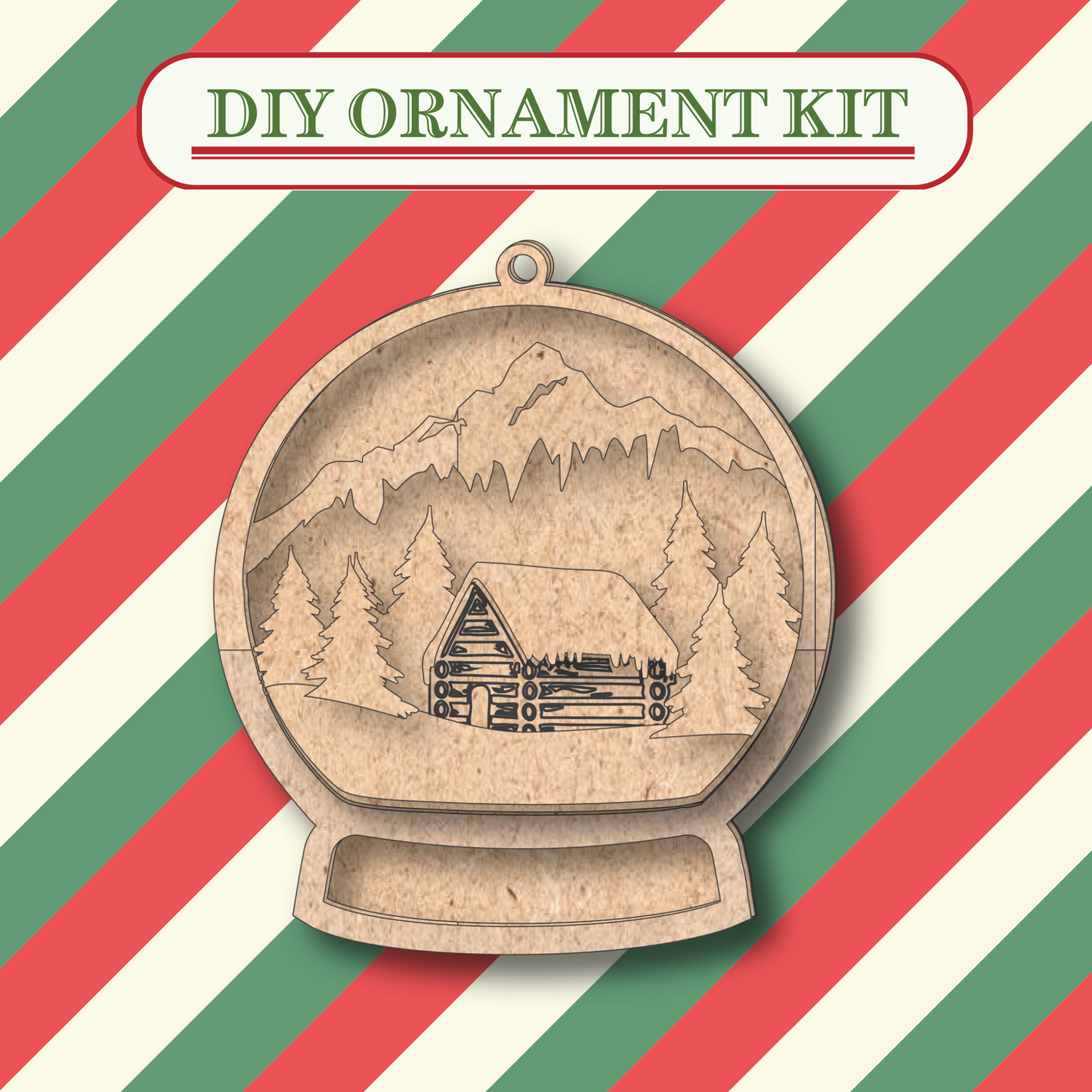 Snowglobe Cabin Unfinished Ornament Kit