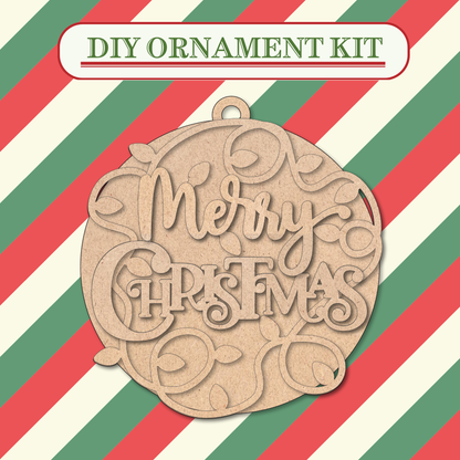 Merry Christmas Lights Unfinished  Ornament Kit