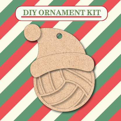 Volleyball Santa Hat Unfinished Ornament Kit